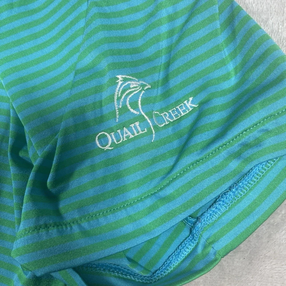 RLX Ralph Lauren Polo Shirt Mens Large Blue/Green Stripe Golf Stretch Wicking